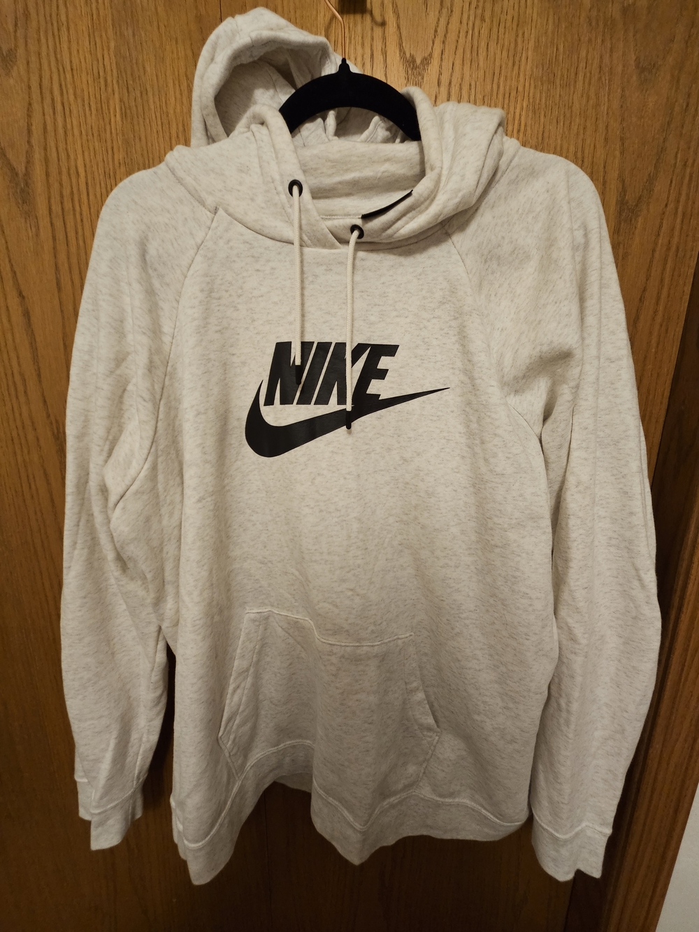 Nike Light Heather Gray Women's Pullover Hoodie with Black Logo